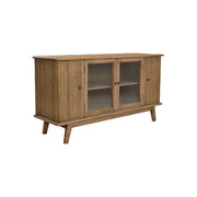 Reclaimed oak four-door server with glass panels and vertically fluted wood