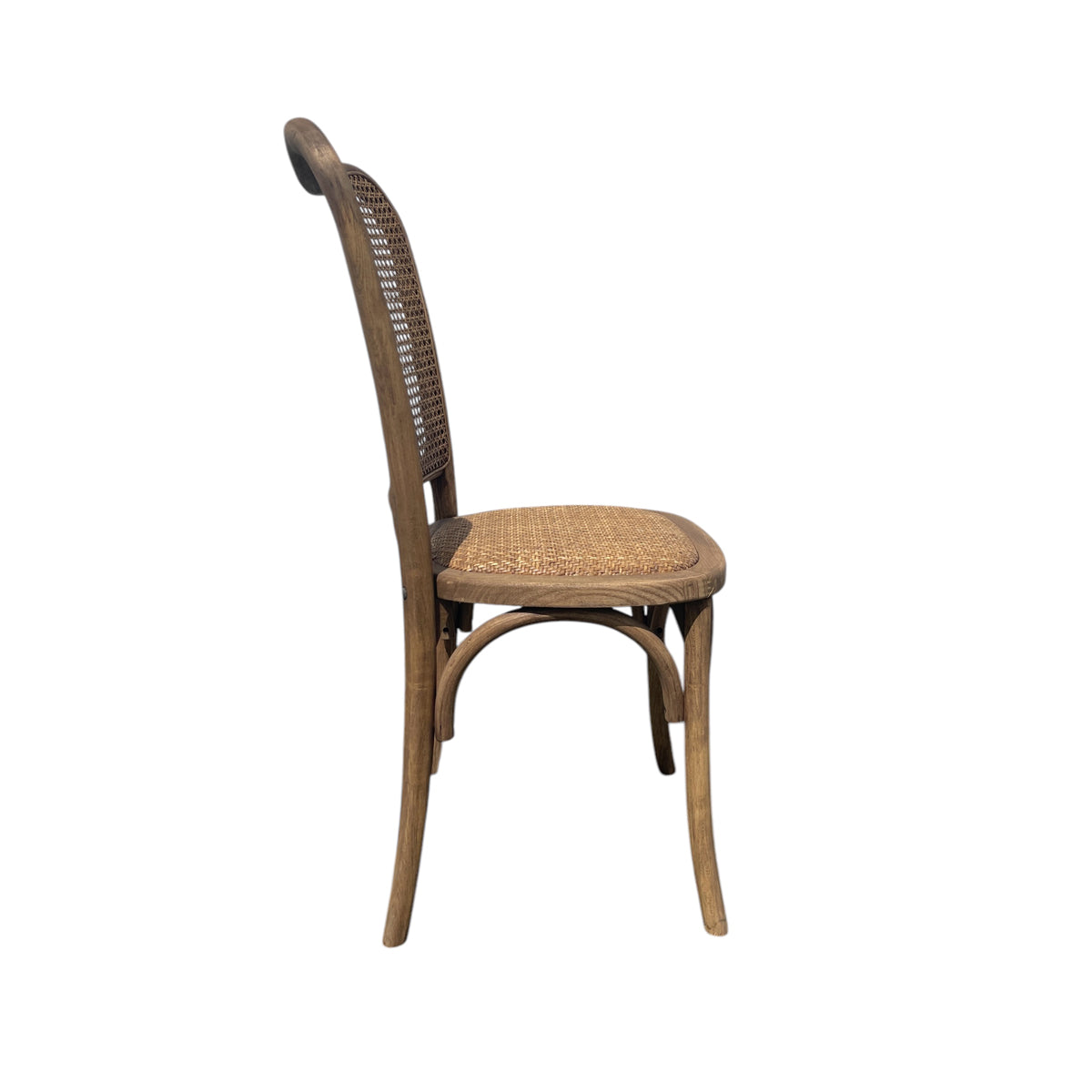 Oak dining chair with a woven cane back and woven seat