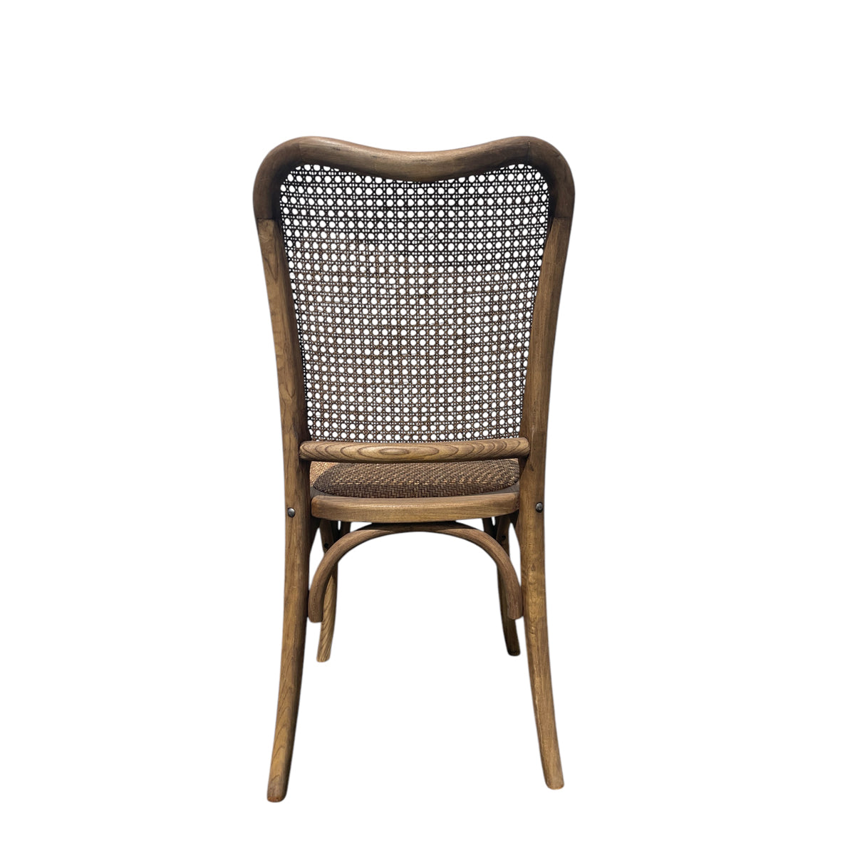 Oak dining chair with a woven cane back and woven seat