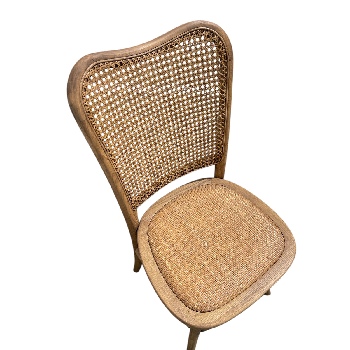 Oak dining chair with a woven cane back and woven seat