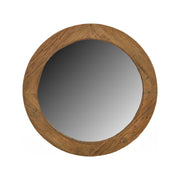 Medium round mirror in a segmented reclaimed oak frame