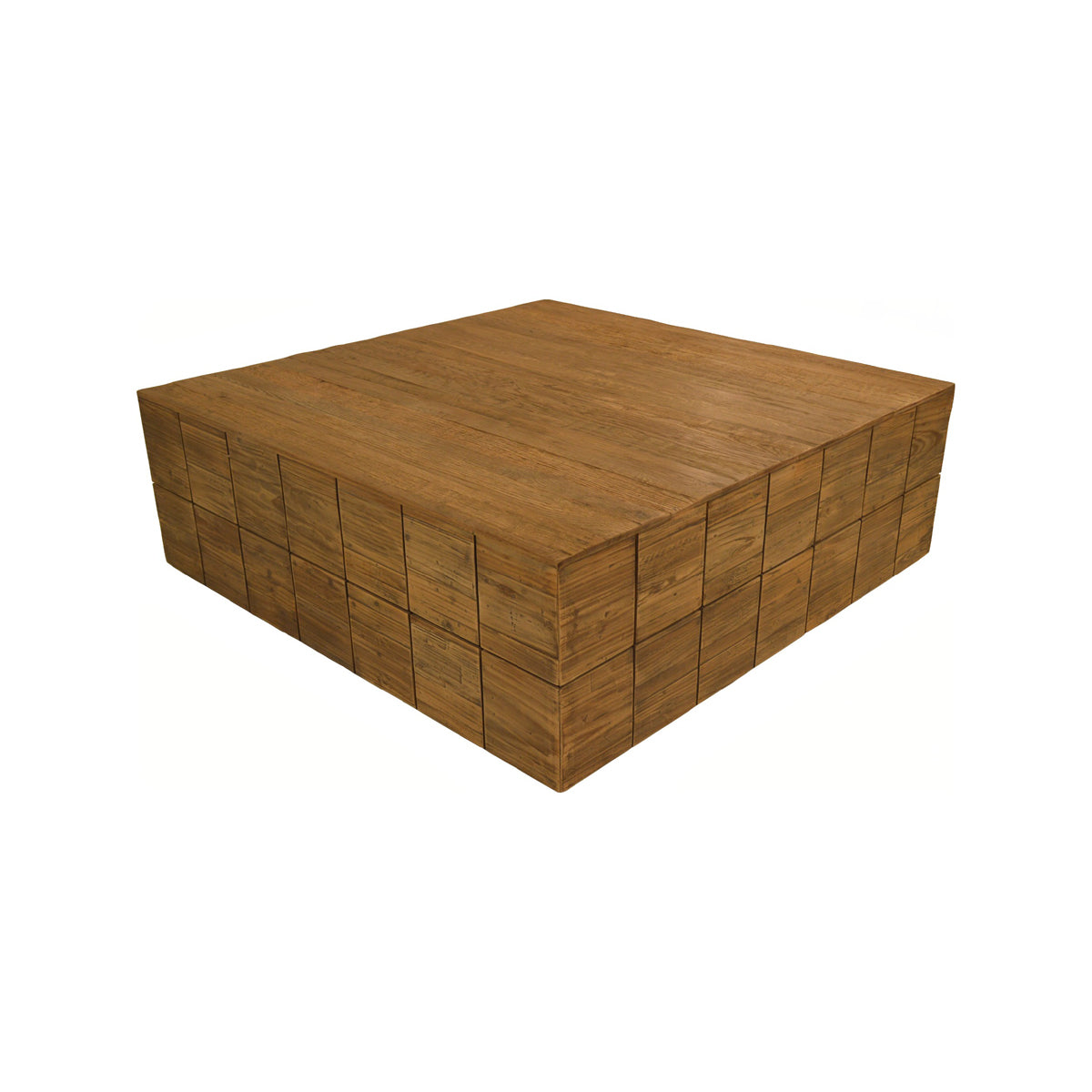 Solid oak and pine block-style coffee table with visible knots