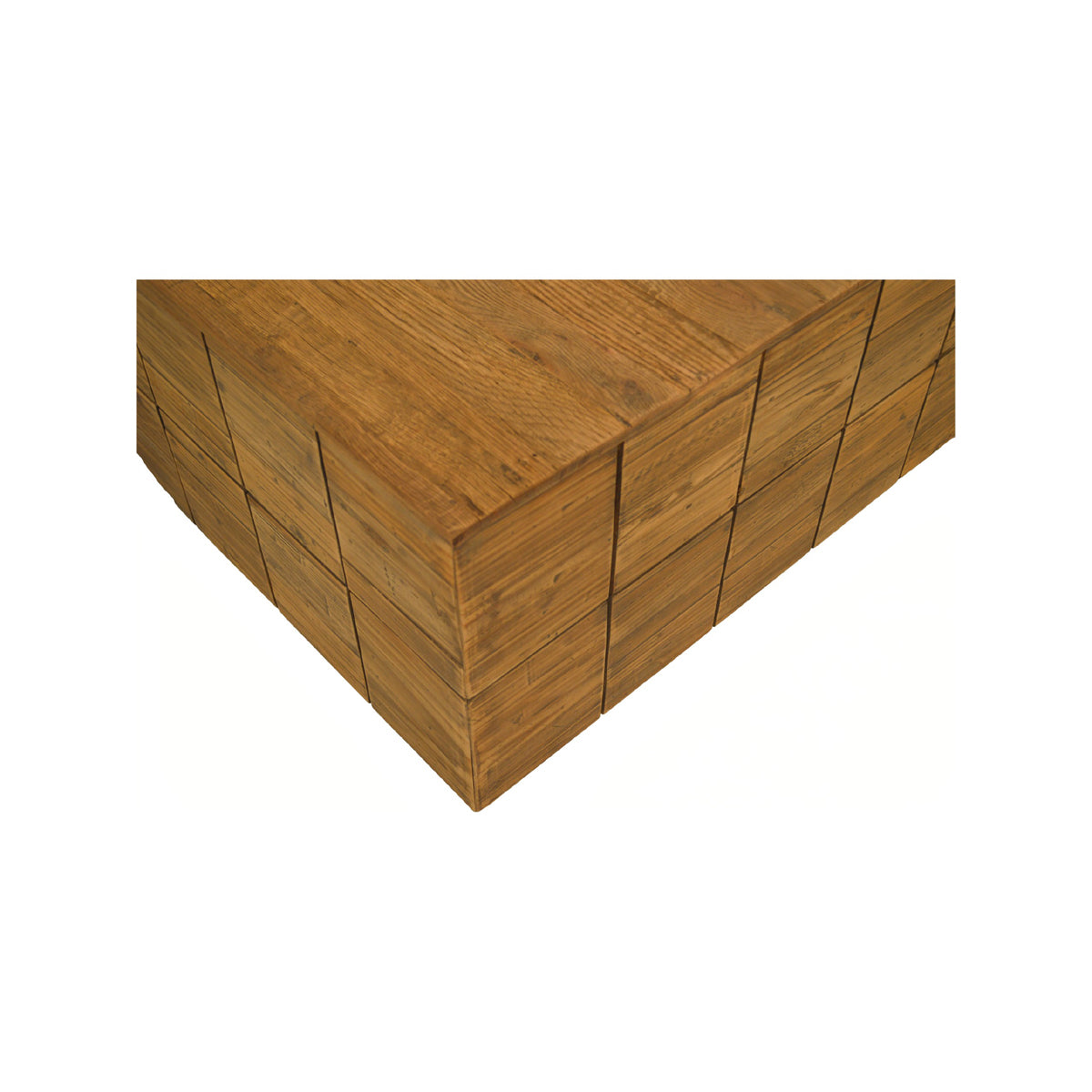 Solid oak and pine block-style coffee table with visible knots
