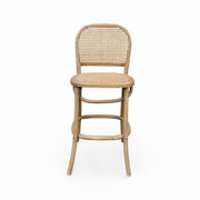 Oak counter chair with a woven cane back, round seat and circular footrest