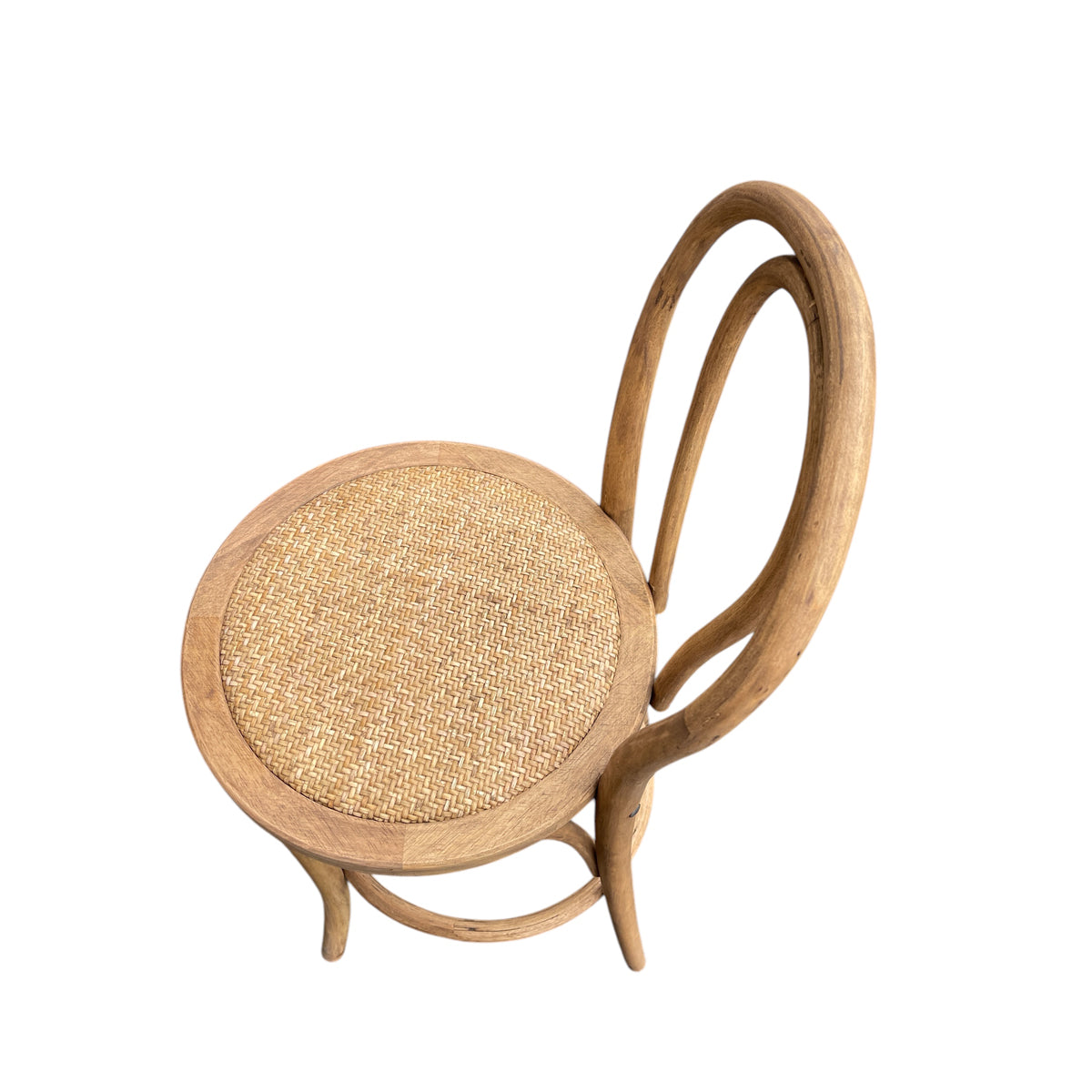 Bistro-style wood counter chair with a woven cane seat and arched back