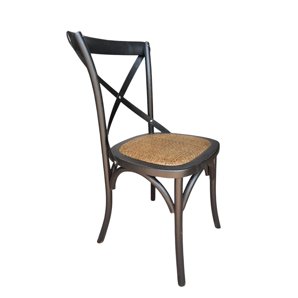 Cross Chair with Braided Seat in Black