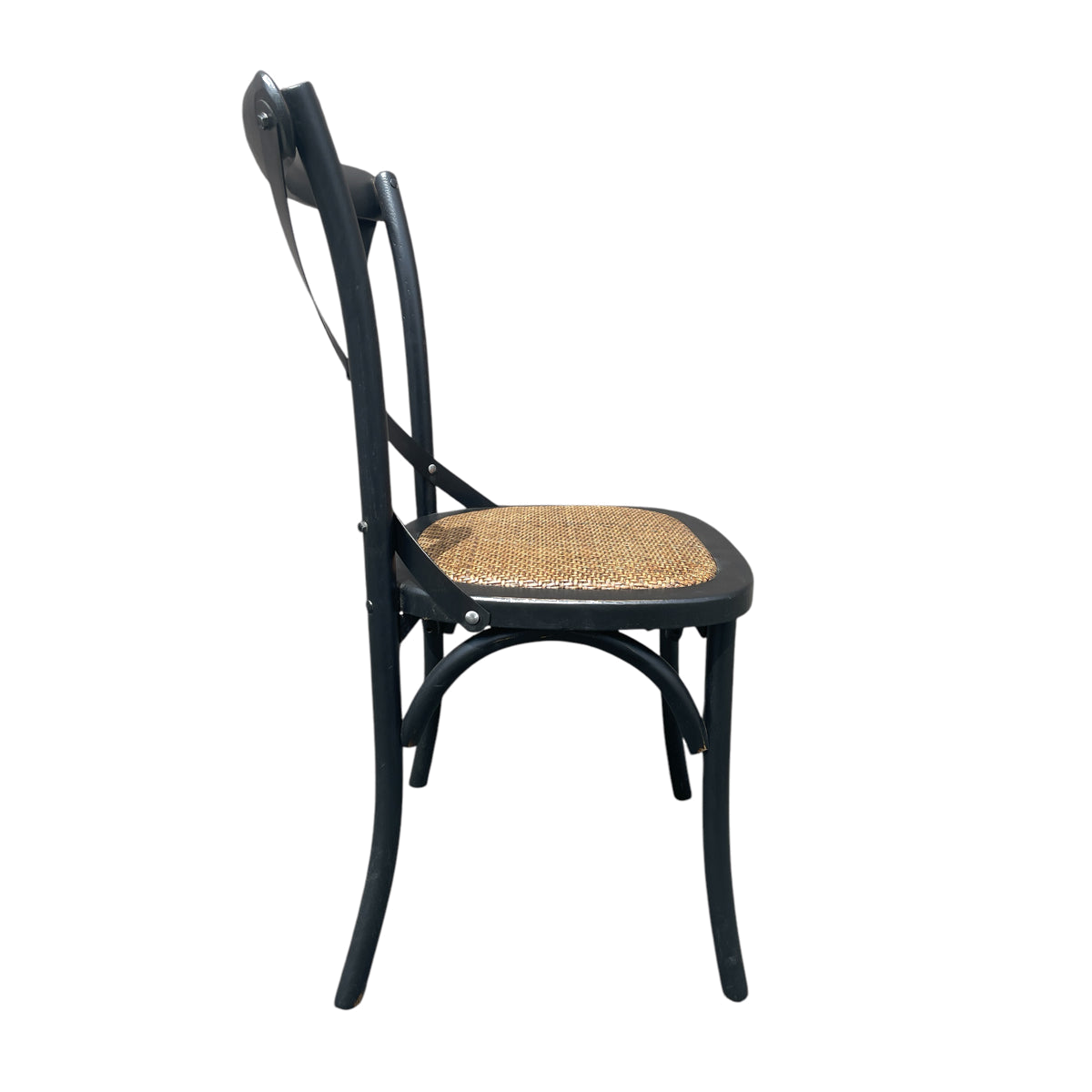 Cross Chair with Braided Seat in Black