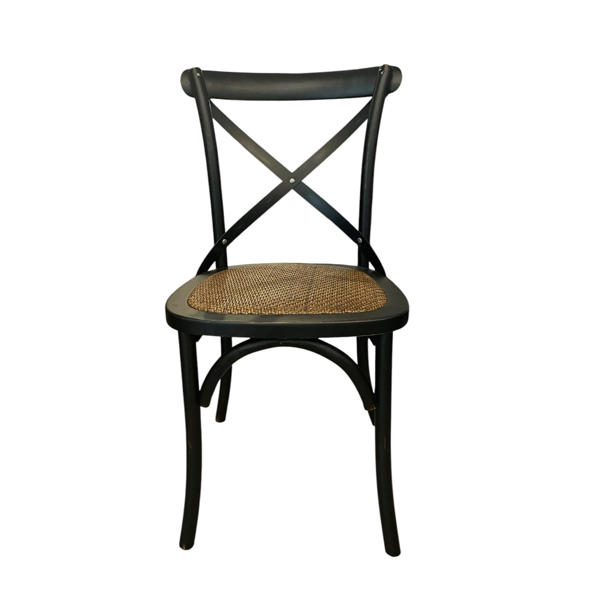 Cross Chair with Braided Seat in Black