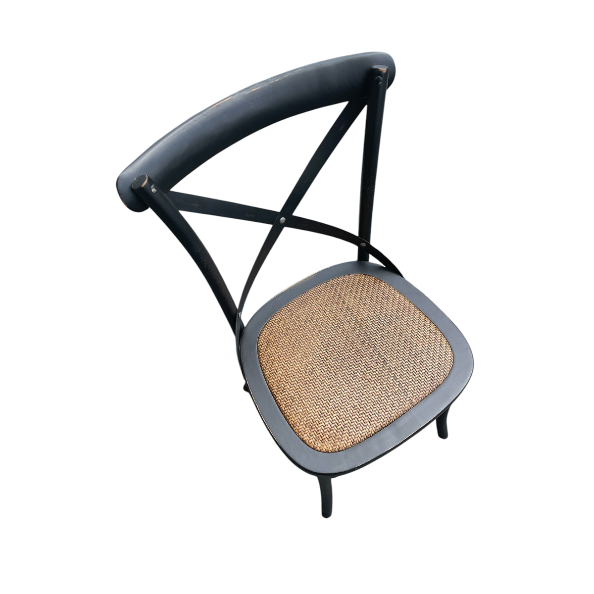 Cross Chair with Braided Seat in Black