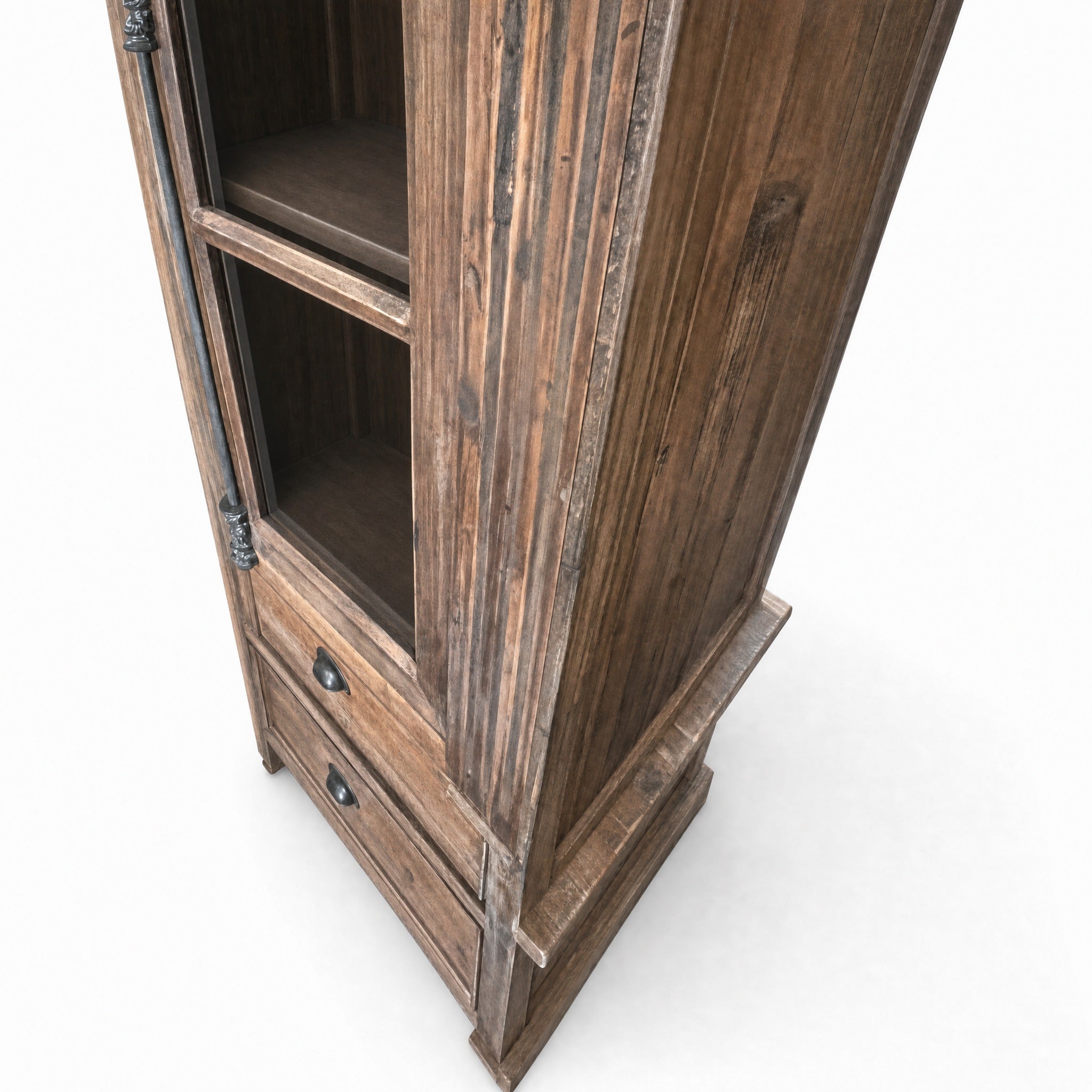 Pine Bookcase 4 Dr/4 Drwr w/ Bin Pulls