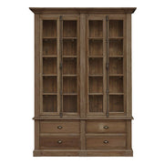Pine Bookcase, 4 Door 4 Drawer with Bin Pulls
