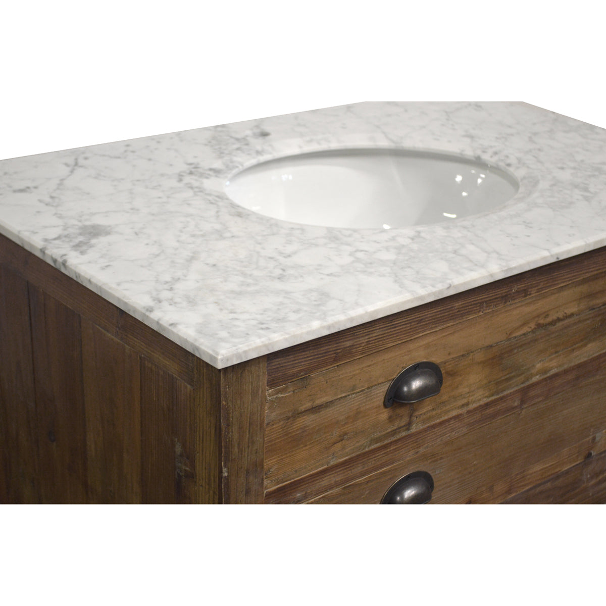 Old Pine Single Vanity with White Marble