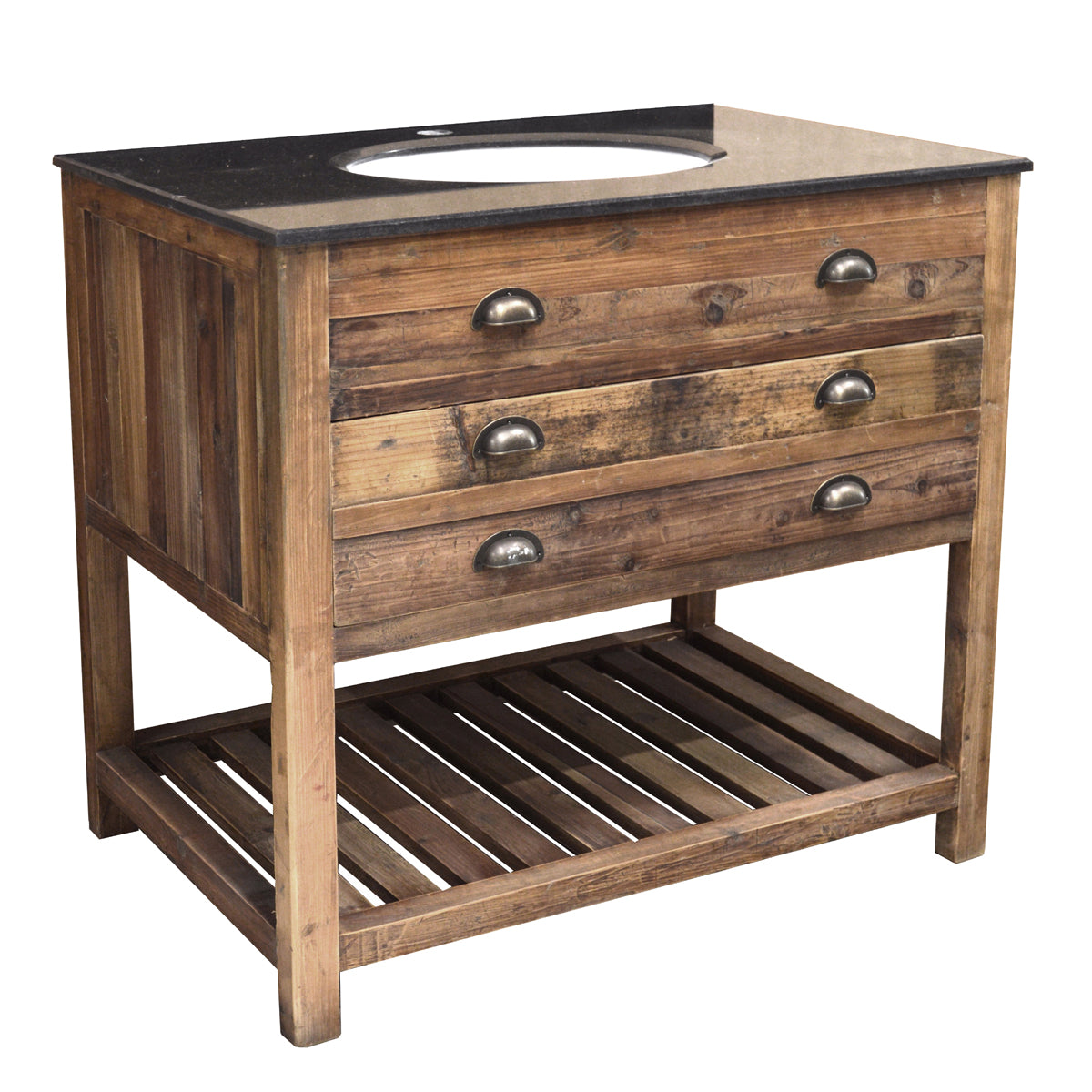 Old Pine Single Vanity with Black Granite