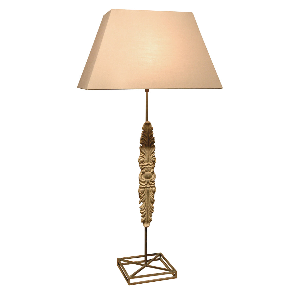 Perigueux table lamp with slender stem, open geometric base and shade