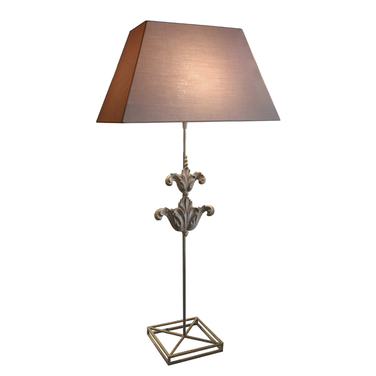 Bordeaux table lamp with slender stem, open geometric base and shade