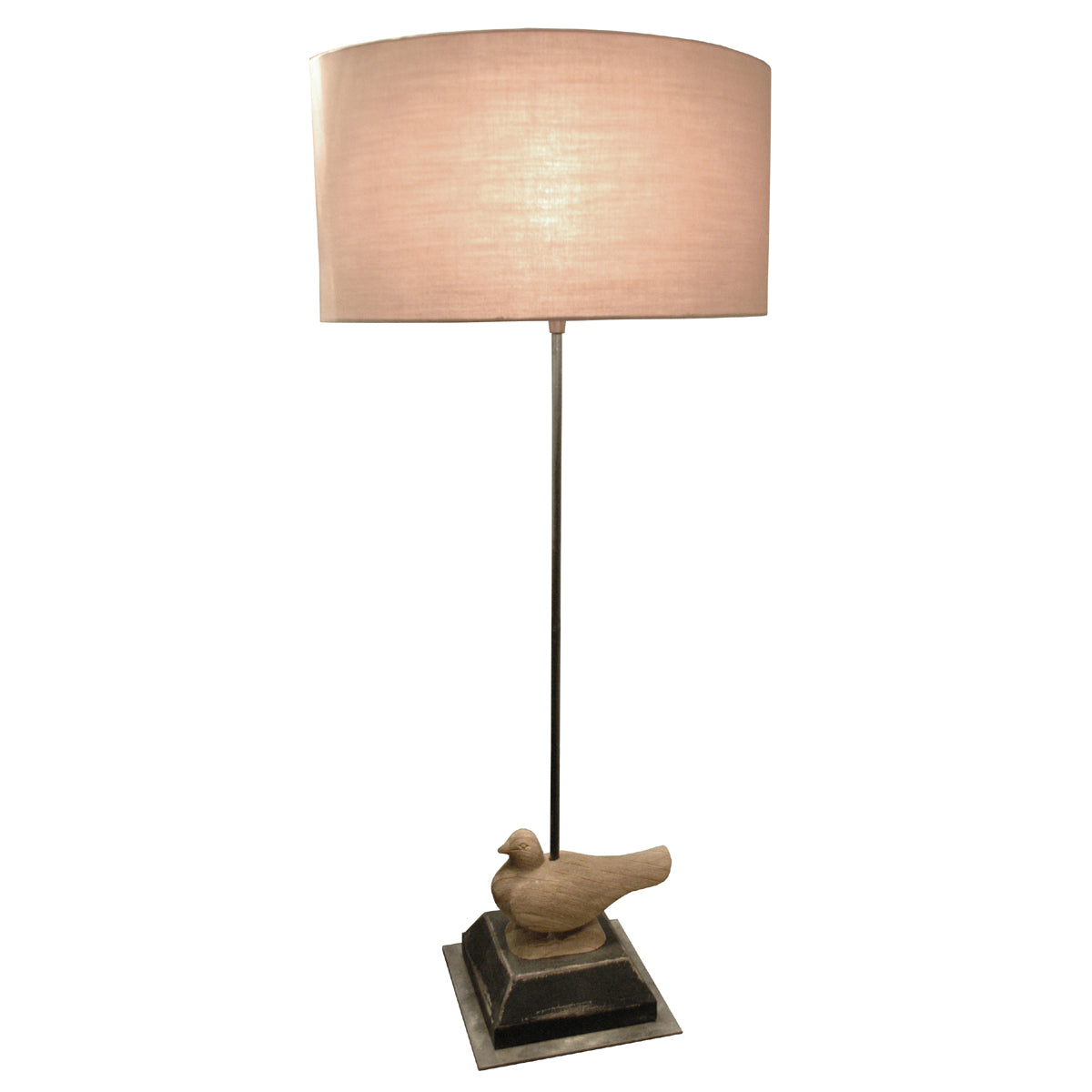 Mont de Marsan table lamp with bird-form carved base and soft shade