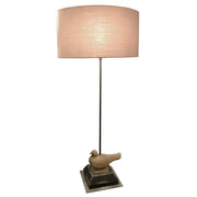 Mont de Marsan table lamp with bird-form carved base and soft shade