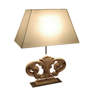 St Girons table lamp with horizontal carved base and soft shade