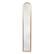Tall slender arched mirror in a warm-finished metal frame