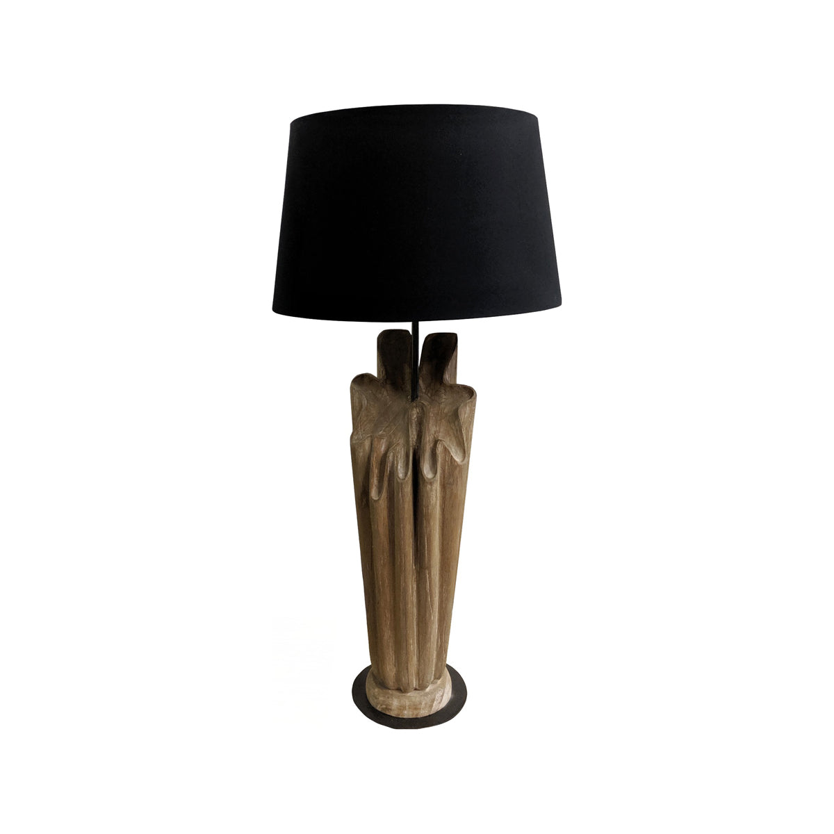 Merignac table lamp with fluted carved body on rounded base and shade