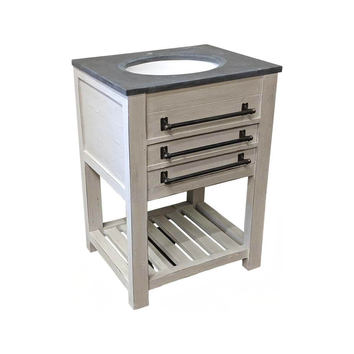 Distressed White Single Vanity