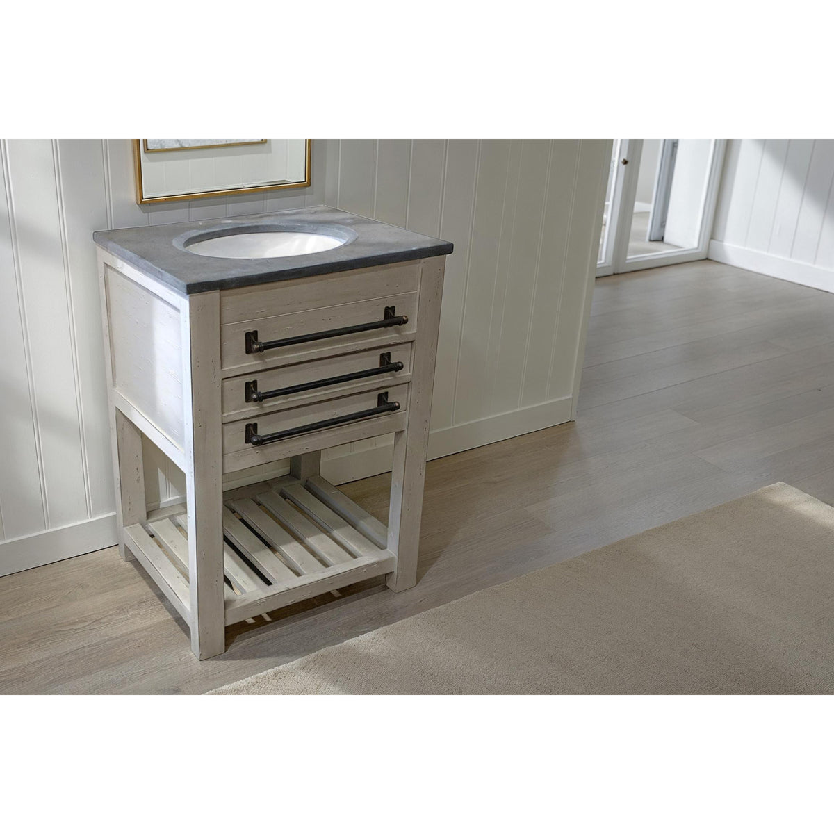 Distressed White Single Vanity
