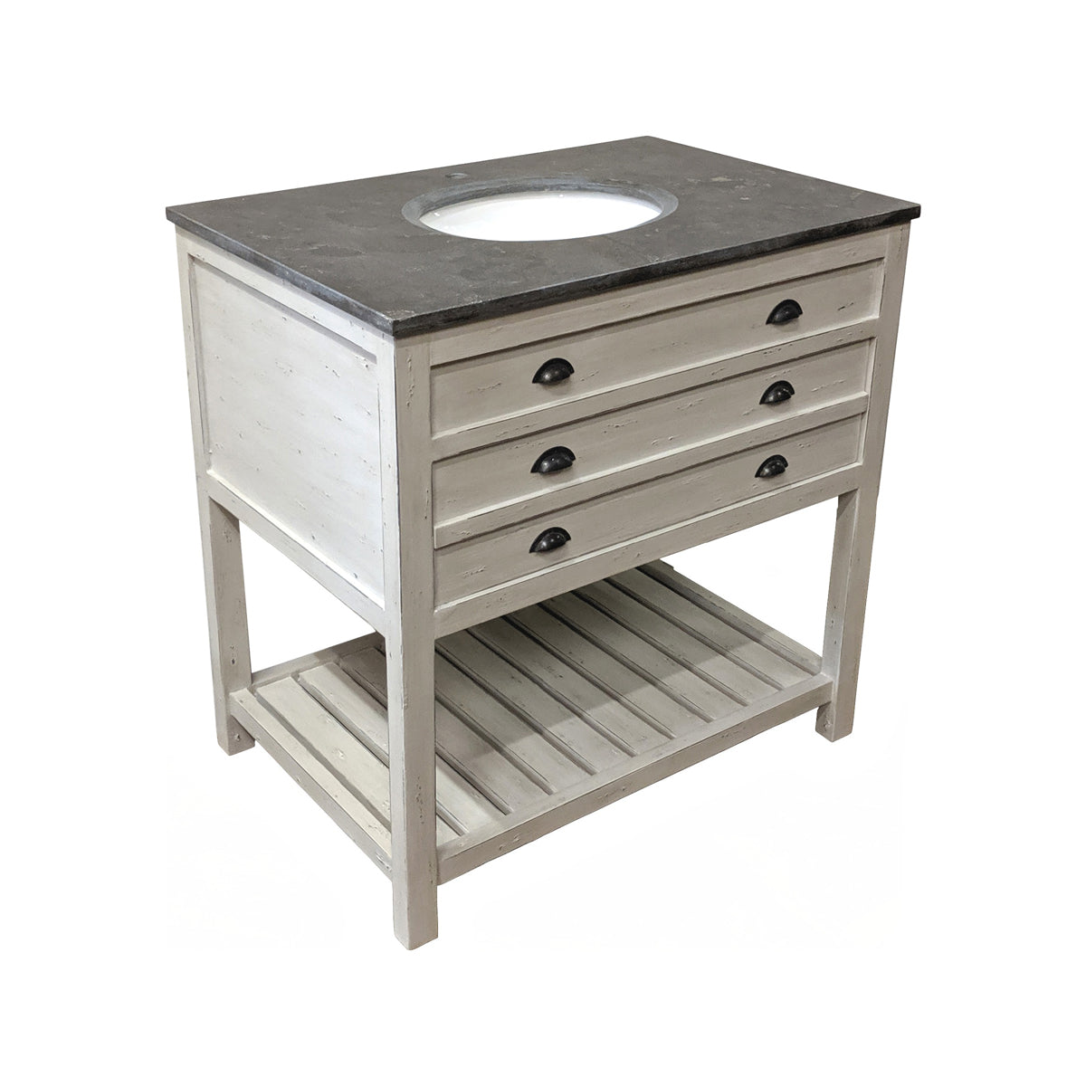 Single Vanity with Drawers and Shelf