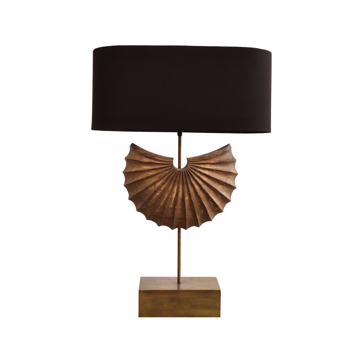 La Coquille table lamp with radiating shell-form body and soft shade