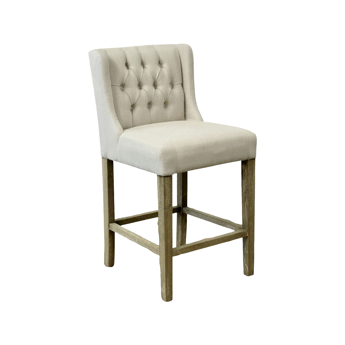 Wing Back Counter Stool in Ecru Linen