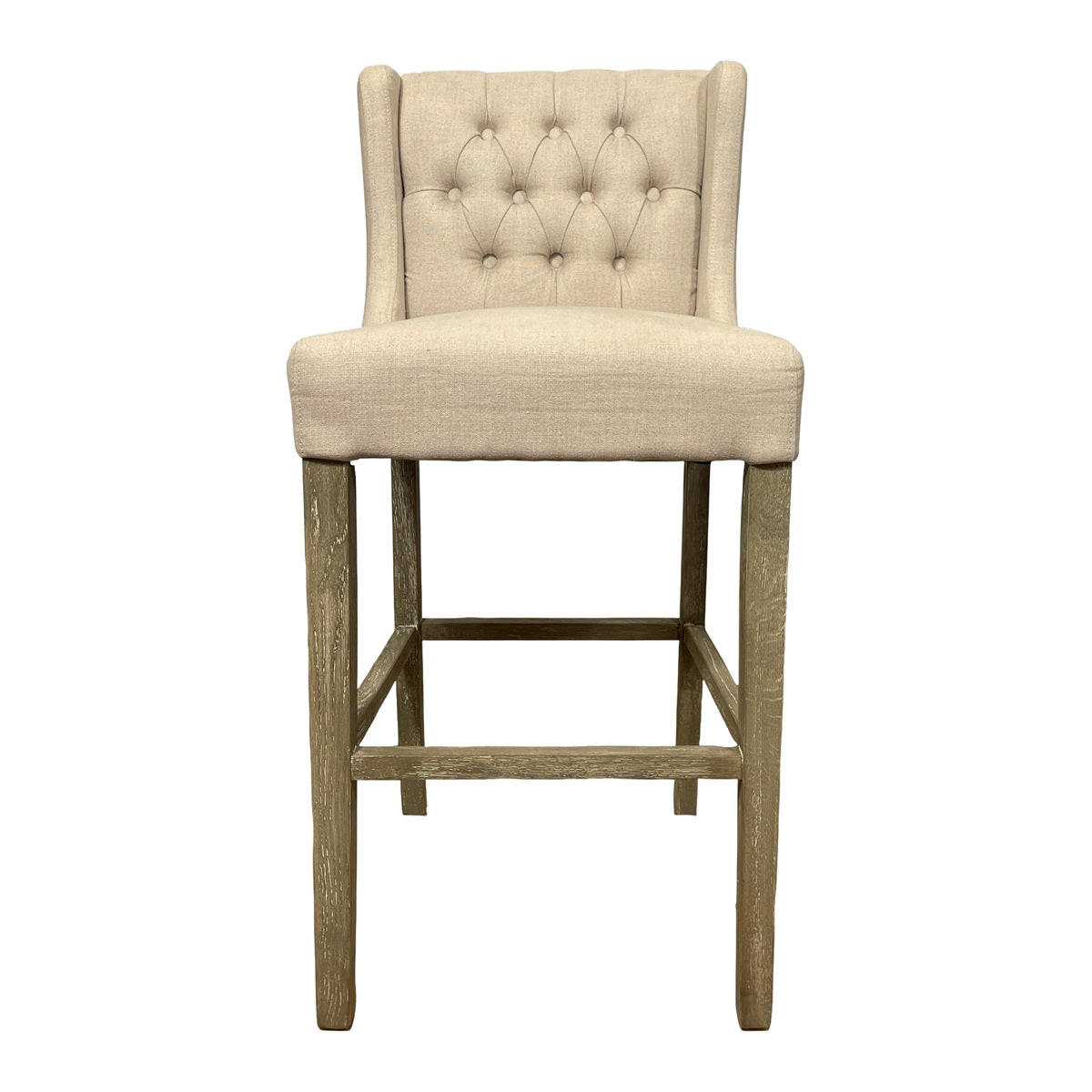 Wing Back Barstool in Ecru Linen