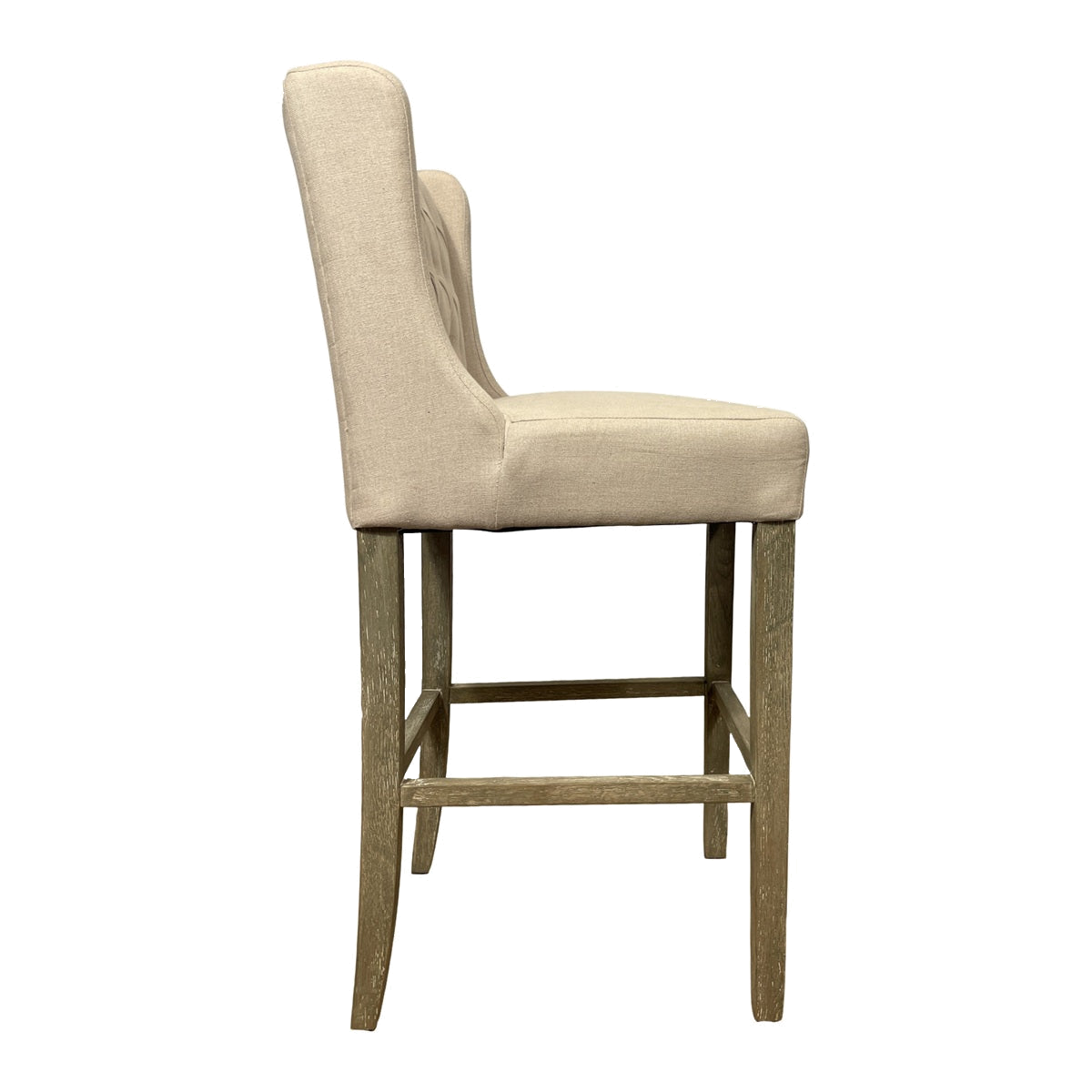 Wing Back Barstool in Ecru Linen
