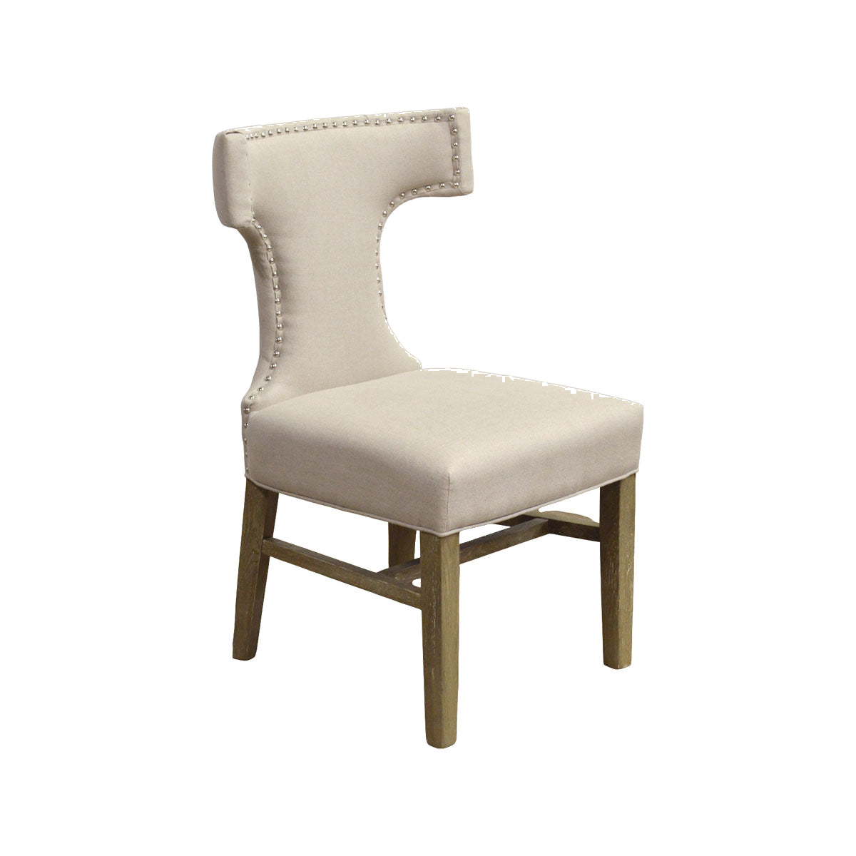 T-Back Ecru Linen Dining Chair