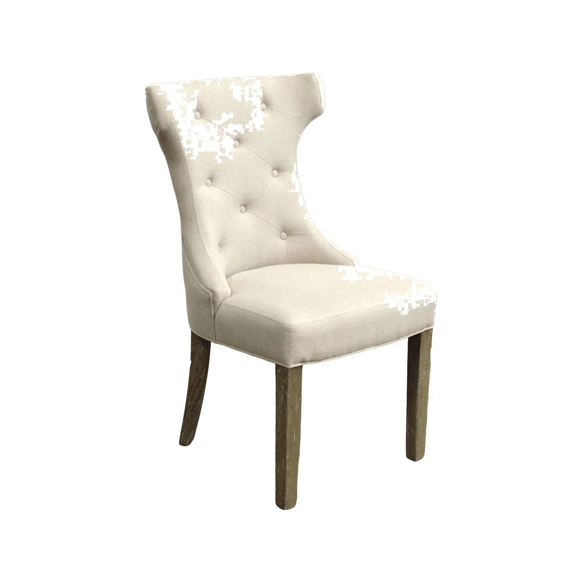 Scoop Back Ecru Linen Side Chair