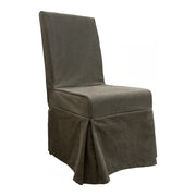 Square-back side chair with a tailored slipcover over an oak frame