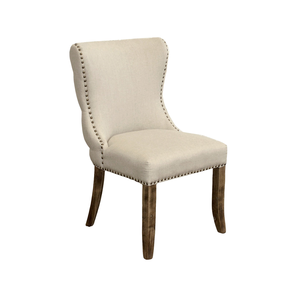 Linen Side Chair w/ Tufted Detail on Back