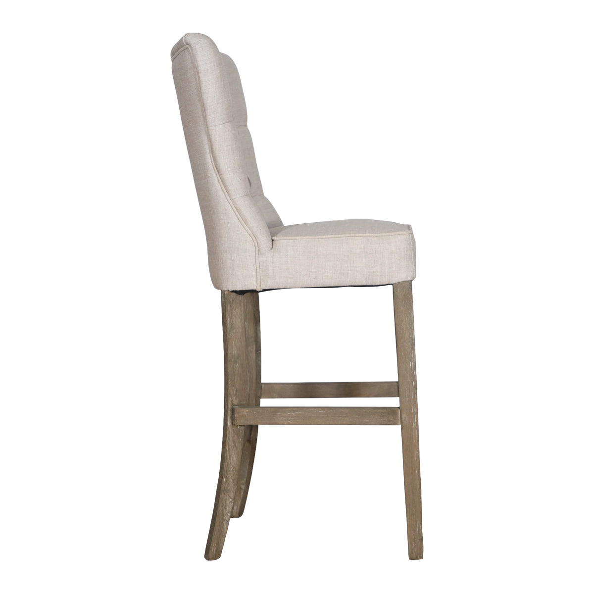 High Back Ecru Linen Barstool