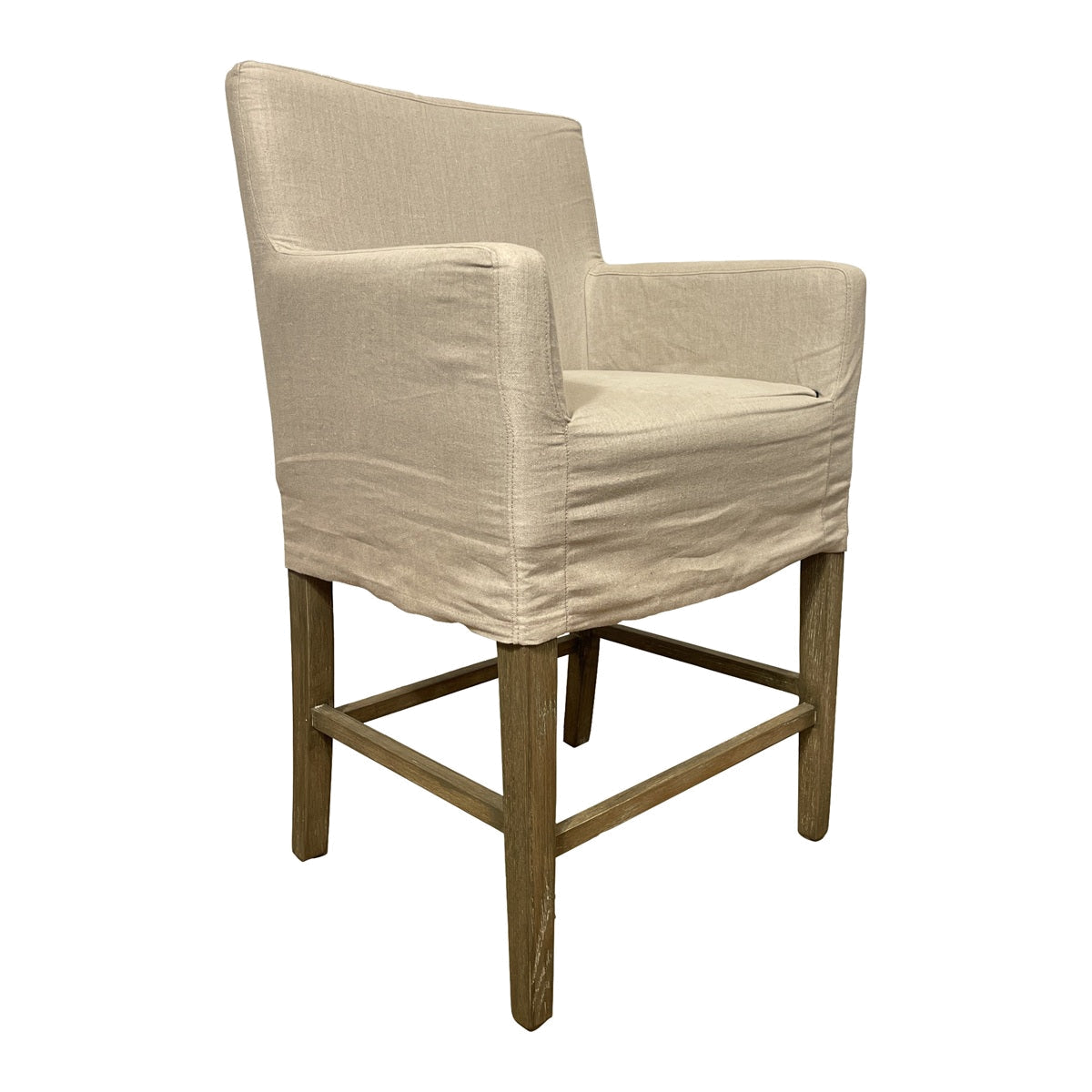 Slipcovered Counter Stool in Ecru Linen