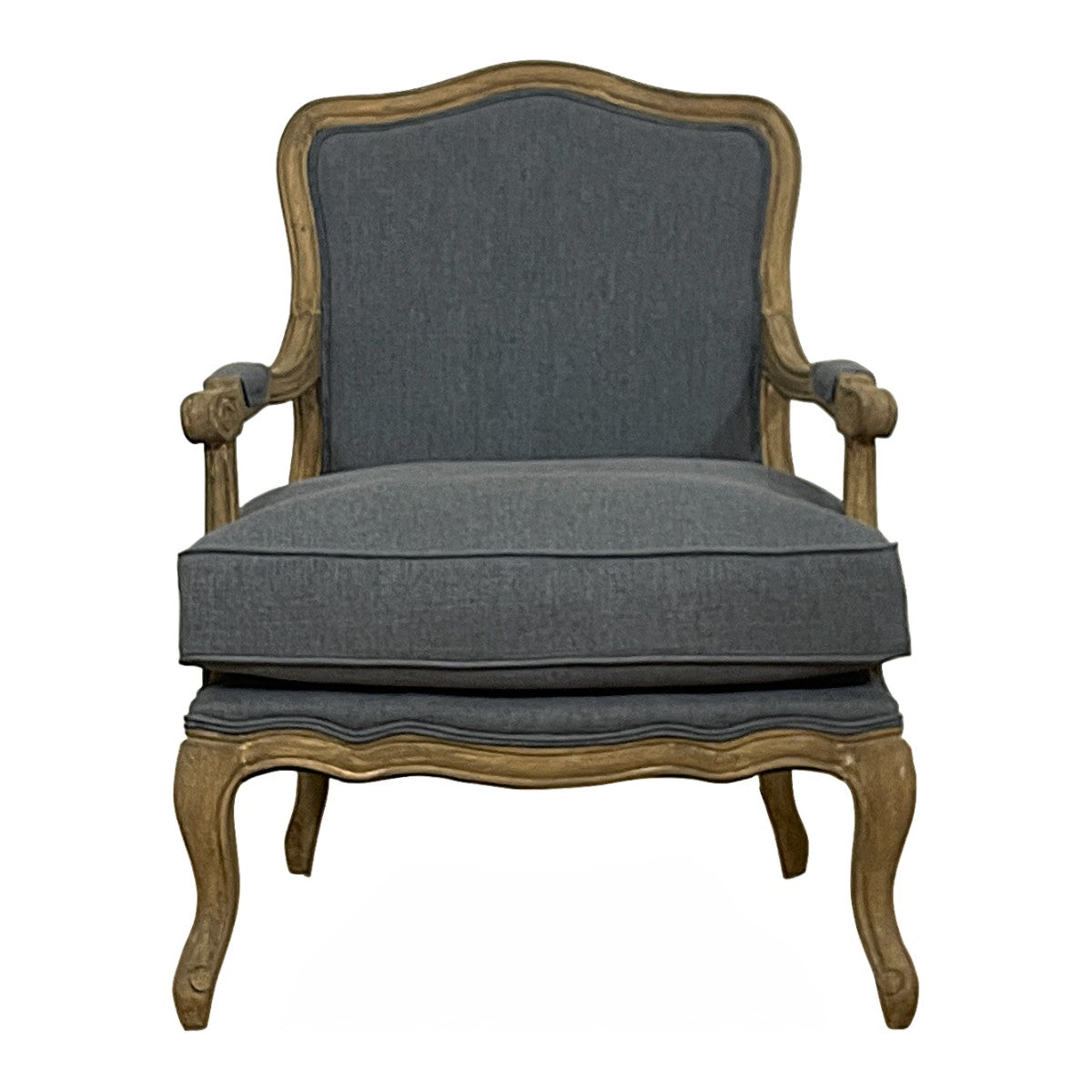 Linen Chair in French Blue with Oak Frame