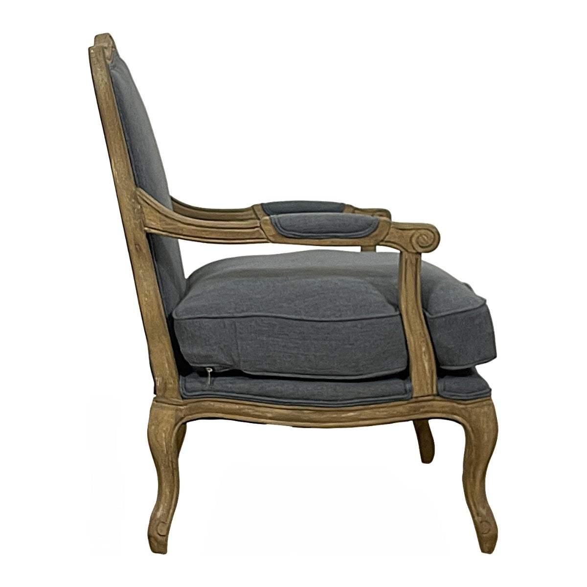 Linen Chair in French Blue with Oak Frame