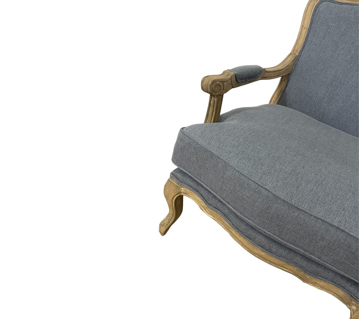 Linen Chair in French Blue with Oak Frame