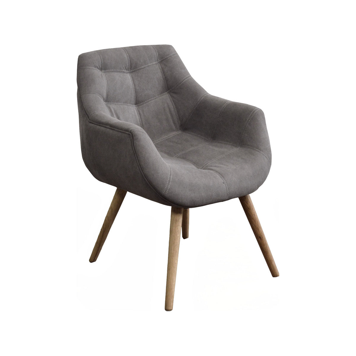 Modern upholstered armchair on oak legs