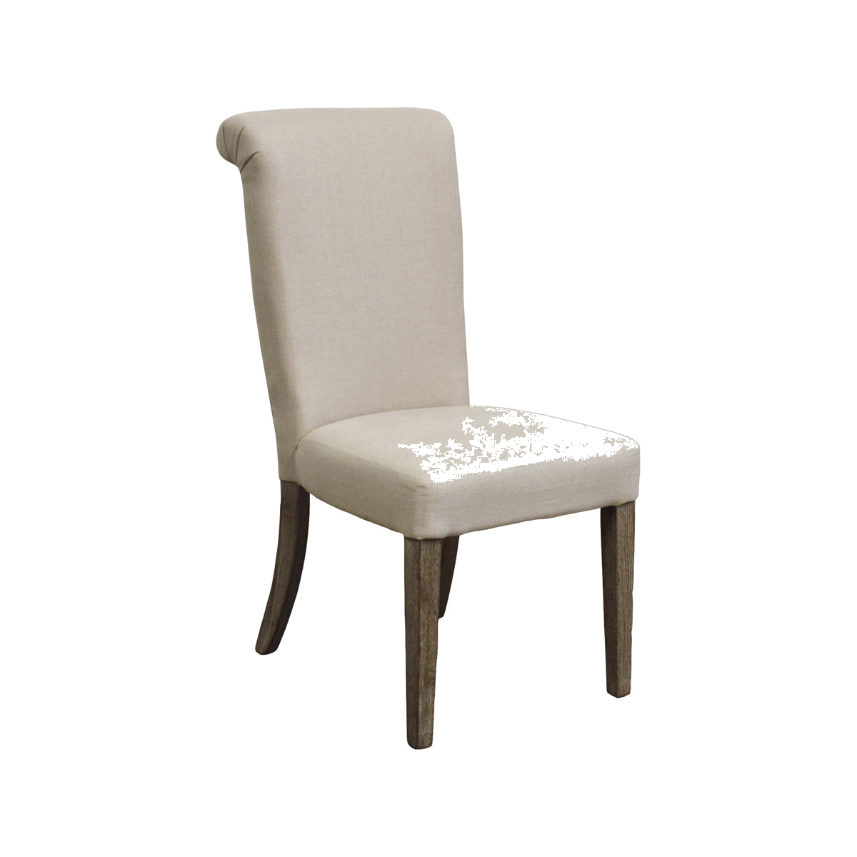 Scroll Back Side Chair in Ecru Linen