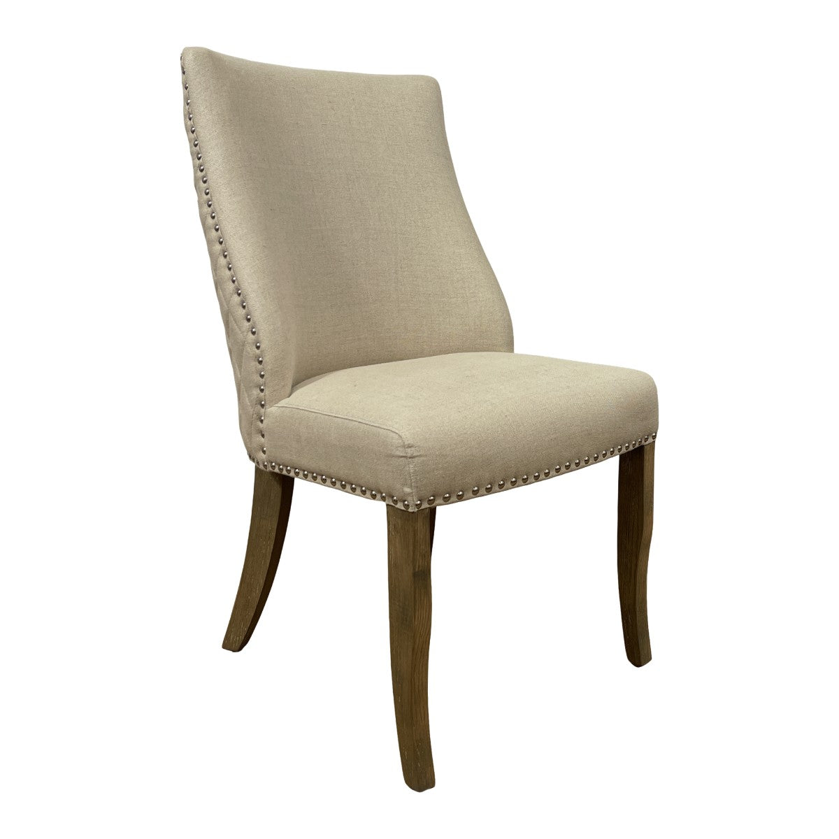 Linen Side Chair with Chrome Detail