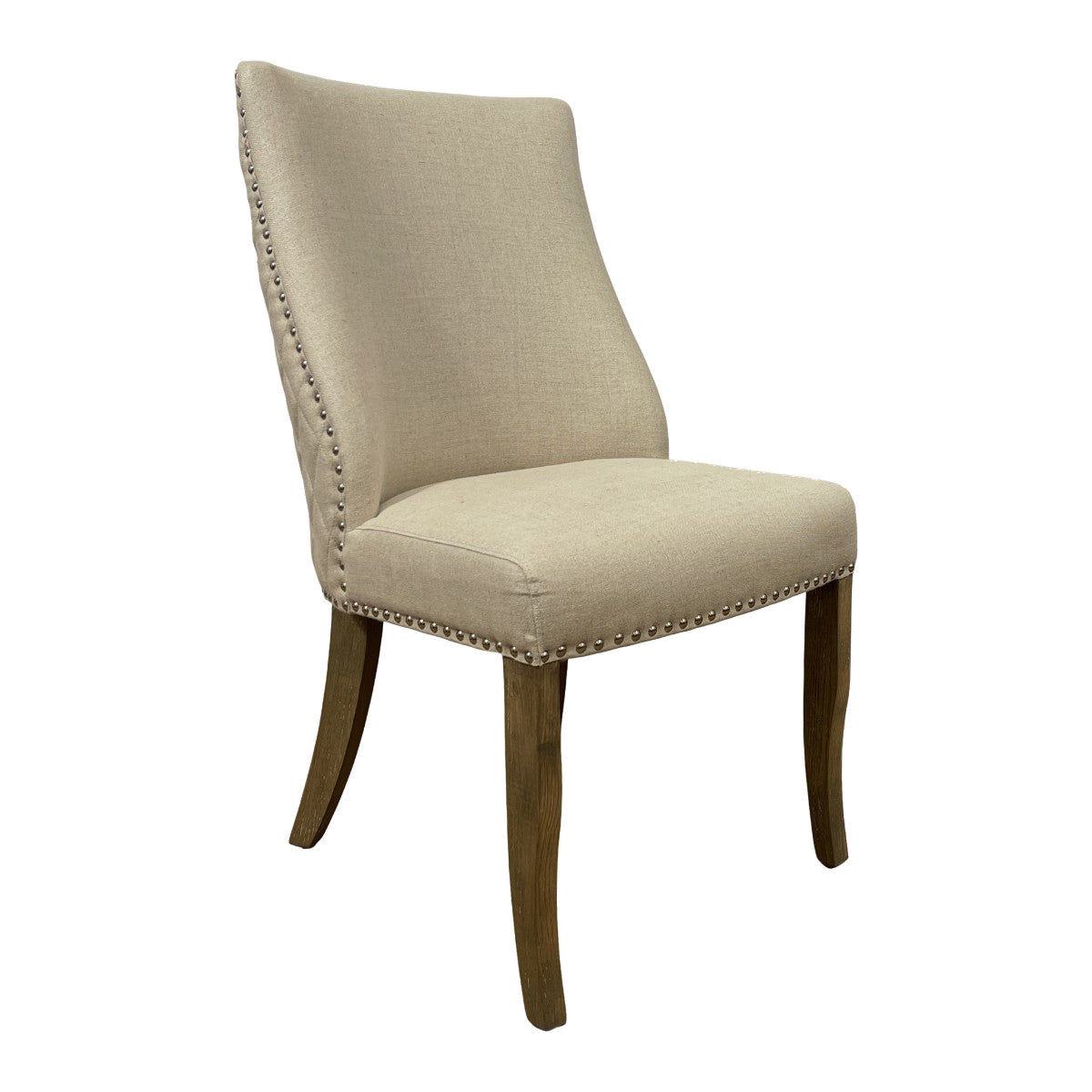 Linen Side Chair w/ Chrome Detail