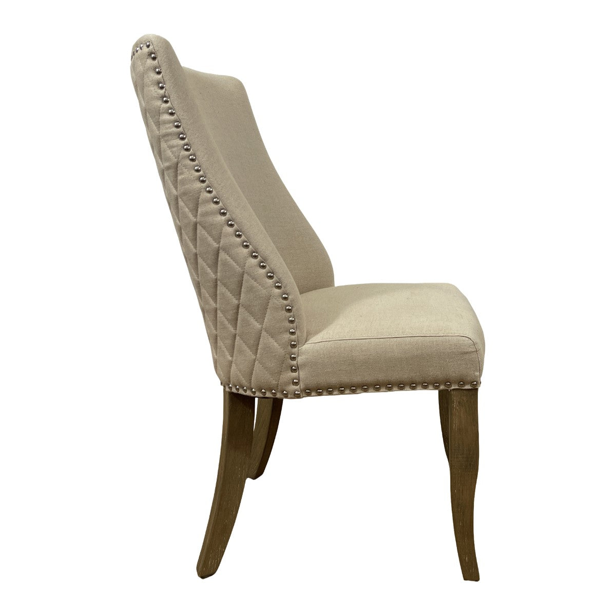Linen Side Chair with Chrome Detail