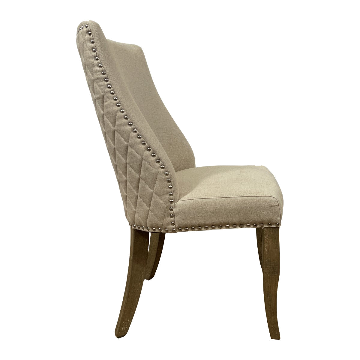 Linen Side Chair w/ Chrome Detail