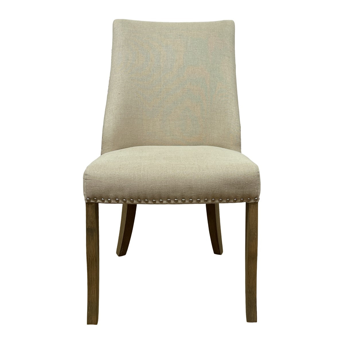 Linen Side Chair with Chrome Detail