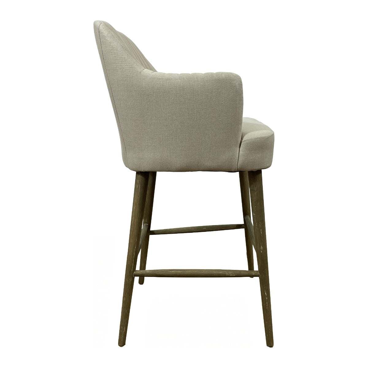 Bar Stool with Arms in Ecru Linen