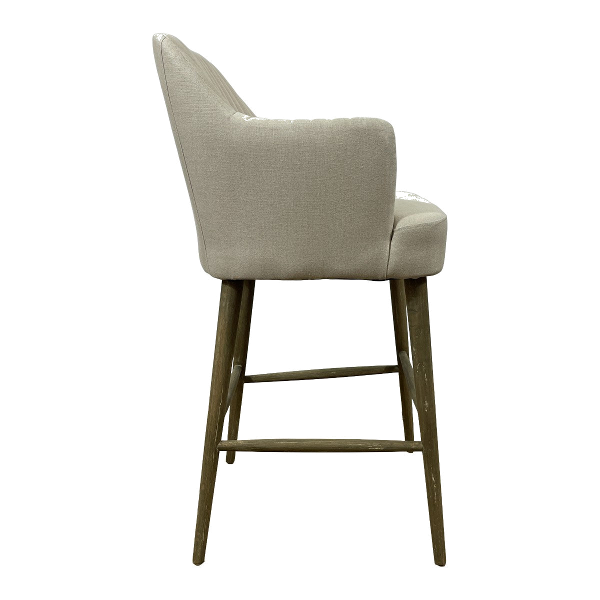 Bar Stool with Arms in Ecru Linen