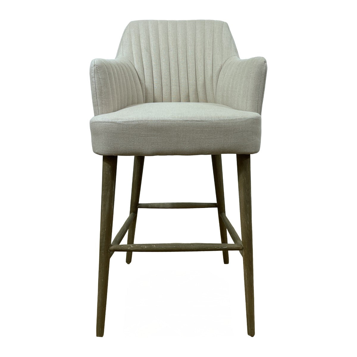 Bar Stool with Arms in Ecru Linen